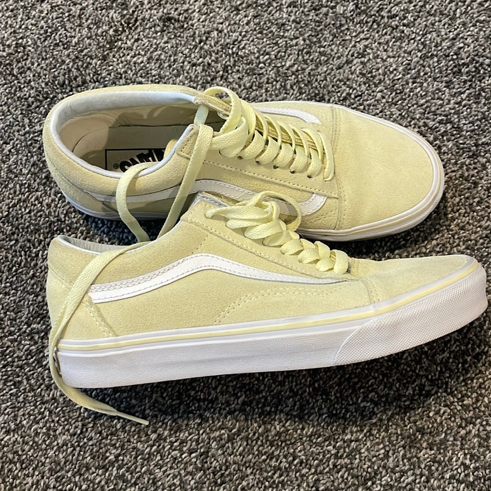 Vans Old Skool Suede Sneakers in Pale Yellow and White